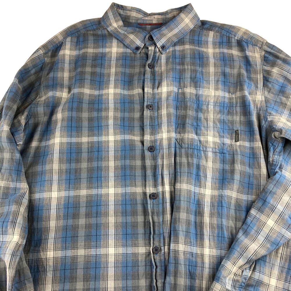 Columbia Sportswear Shirt Mens 2X Blue Plaid Button Down Long Sleeve Cotton